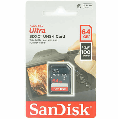 Карта памяти SanDisk Ultra 64 Гб Class 10 UHS-I (SDSDUNR-064G-GN3IN)