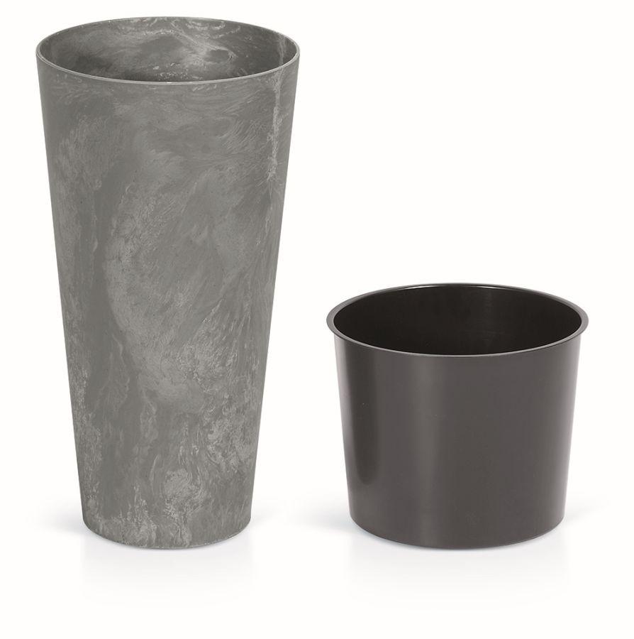Горшок для цветов Prosperplast TUBUS SLIM EFFECT Н-38,1 см круглый с вкладышем маренго Мраморный (66497-425)