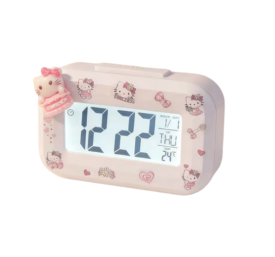 Часы-будильники настольные с термометром и подсветкой Hello Kitty Белые (ZL-2177PI) Часы-будильники настольные с термометром и подсветкой Hello Kitty Белые (ZL-2177PI)