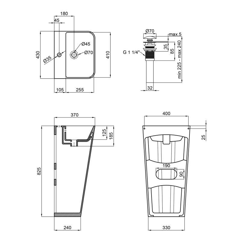 Раковина напольная моноблок Q-tap Tern 440х380х830mm White (QT1711G302W) - фото 2