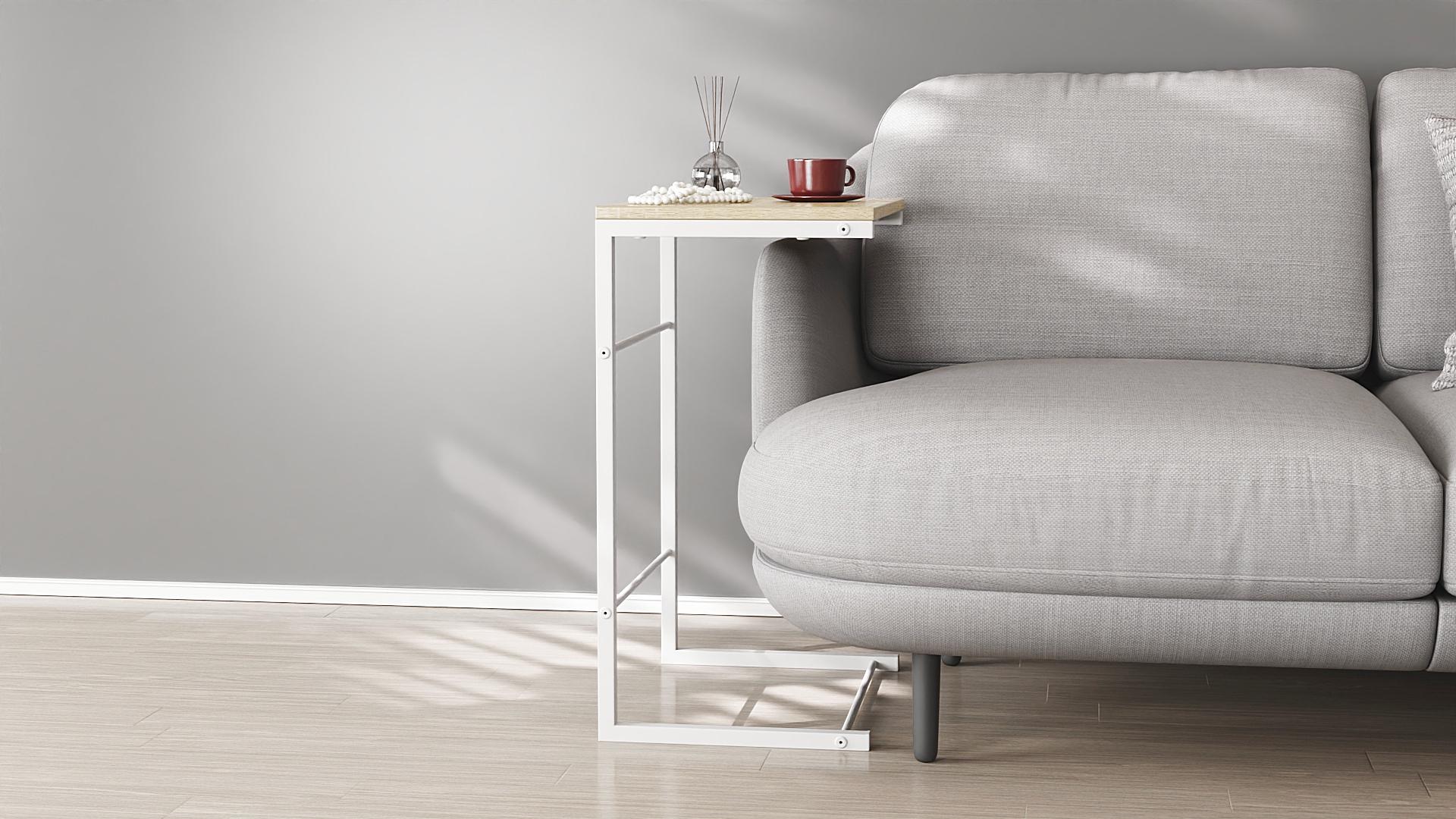 Столик Ferrum-decor Террі метал/ДСП 16 мм 650x440x330 мм Білий/Дуб Сонома (FRD-104658) - фото 2