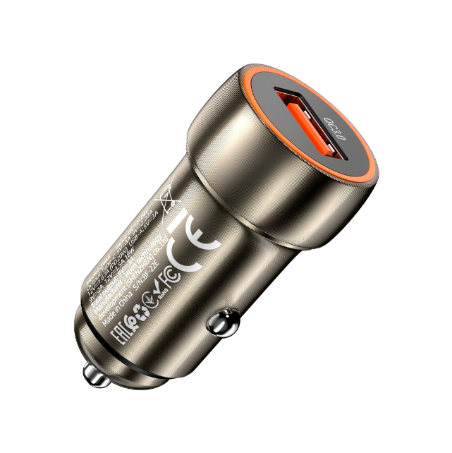 Зарядное устройство автомобильное Hoco Z46 Blue shield QC3.0 Metal gray