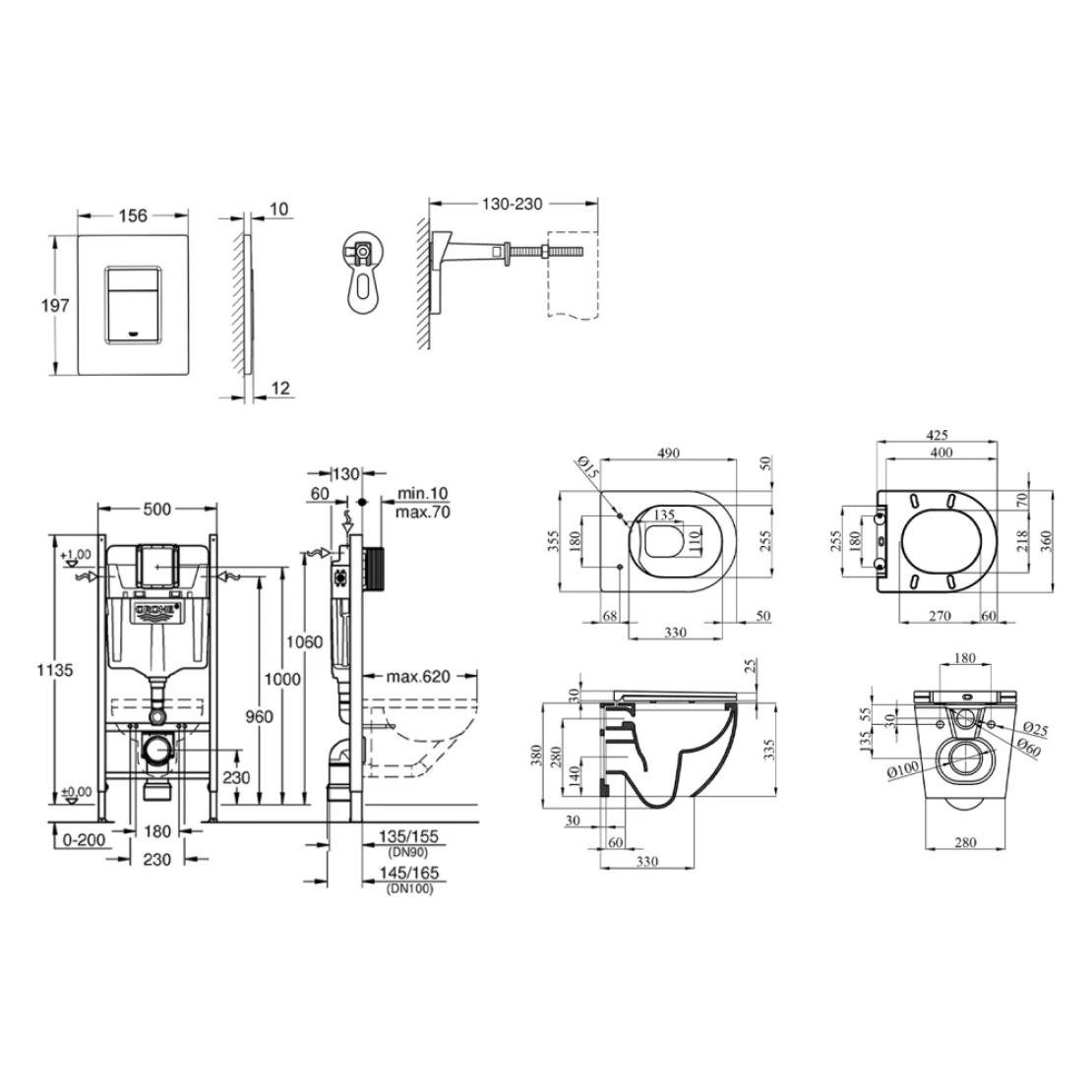 Инсталляция Grohe Rapid SL 3884966Q с унитазом безобедочным Kroner Harz WHI493736 RIMLESS с сиденьем - фото 9