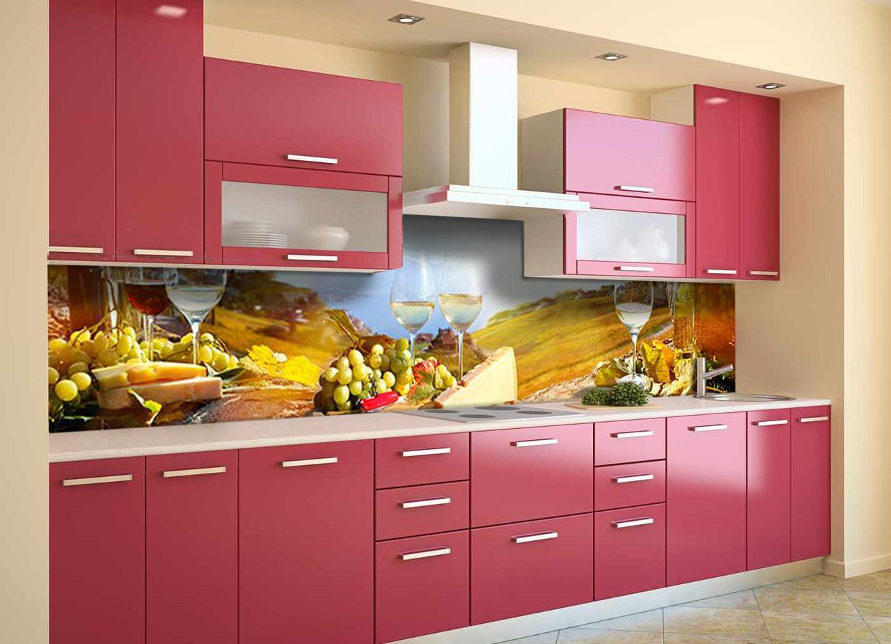 Кухонный фартук Винный край c самоклеющейся виниловой пленки 65х250 см Бежевый