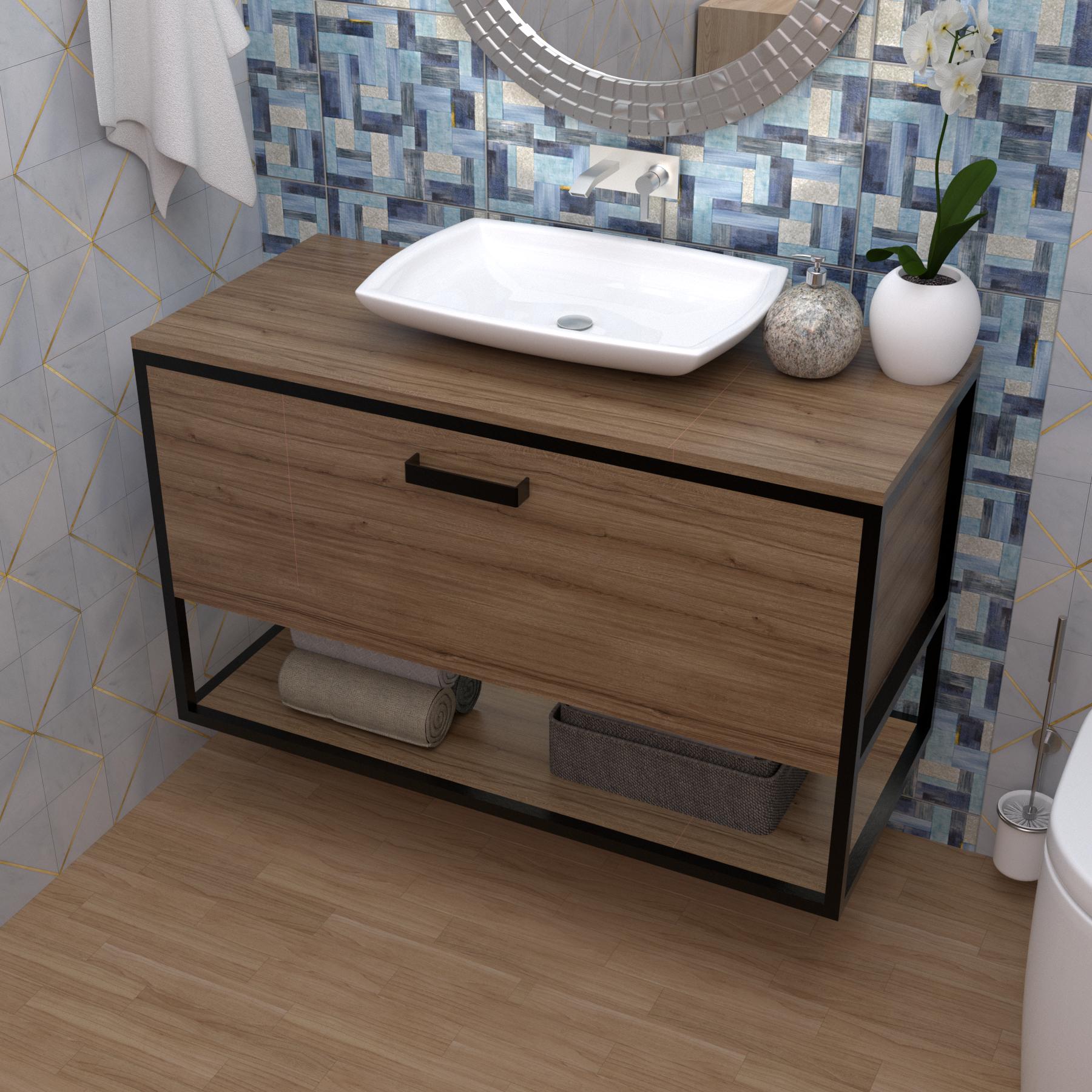 Тумба в ванну кімнату під накладний умивальник EcoLoft DSP-1175-4 в стилі лофт Монтеверде (30475565)