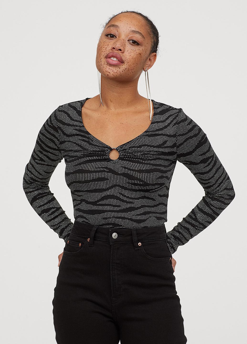 Лонгслив женский H&M M Черный (768147b45)