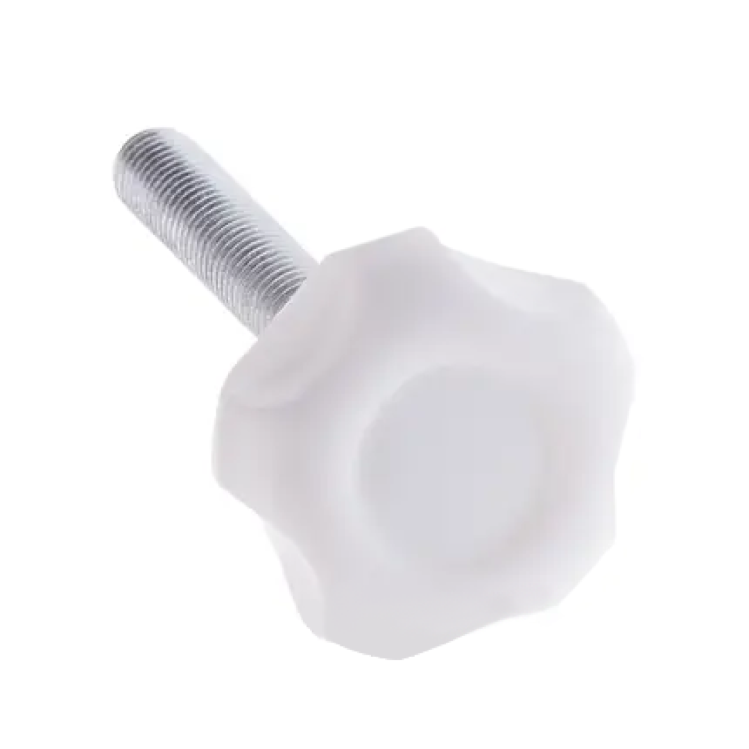 Ручка різьбова фіксувальна М6х35 мм d 25 мм біла (2832929121/К2078)