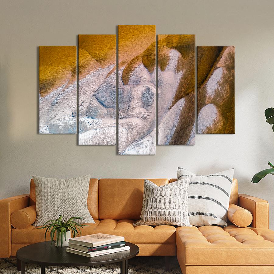 Картина Абстрактный снег на жёлтом песке 112x68 см (A901-5)