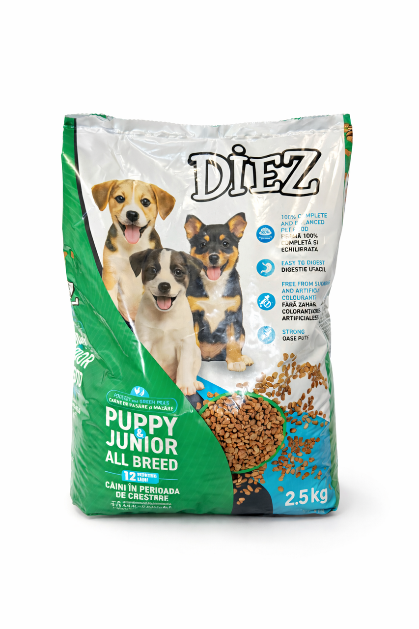 Сухой корм для щенков и молодых собак всех пород Diez Puppy & Junior All Breed с курицей 2,5 кг