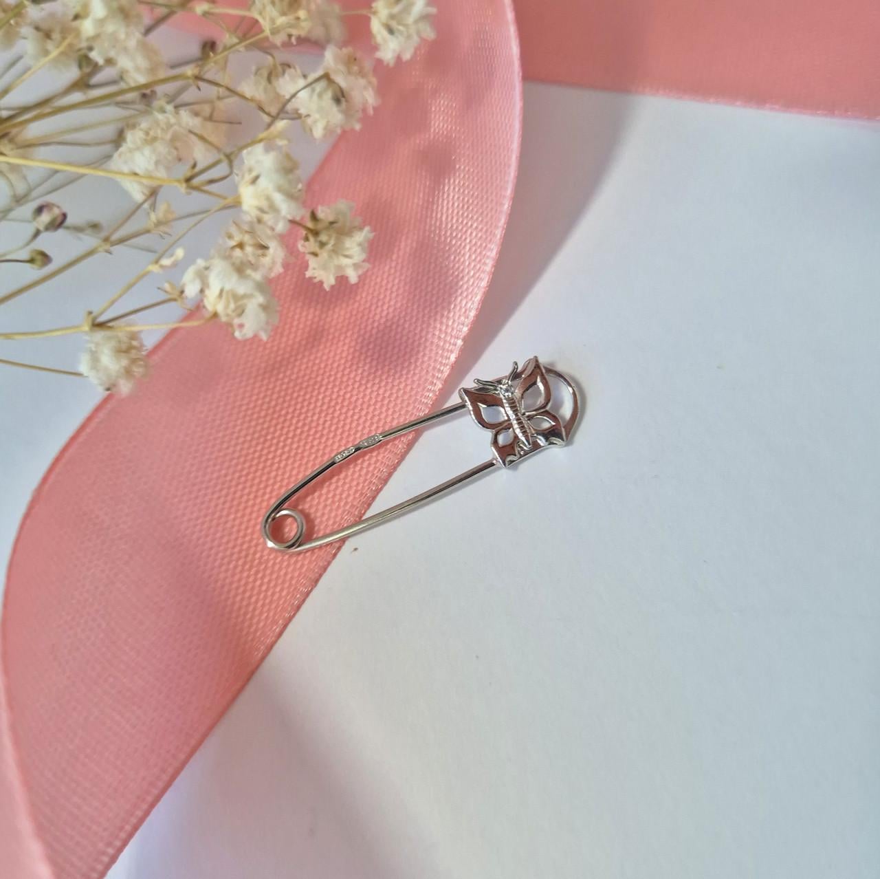 Брошка булавка метелик срібло 925 проби родоване 0,80 г (7101р)