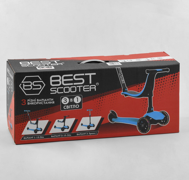 Самокат трехколесный Best Scooter PL-422/4 колеса PU со светом/сиденья/родительская ручка (25281650) - фото 6