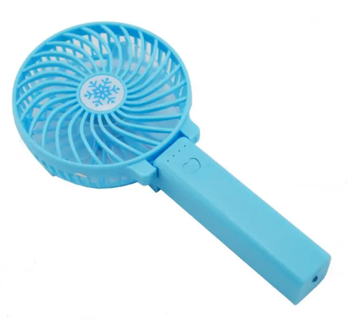 Портативний вентилятор Handy Mini Fan з ручкою та ліхтарем 10 см Блакитний