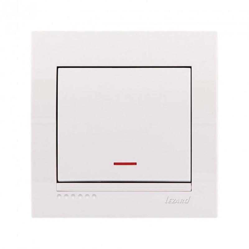 Выключатель одноклавишный с подсветкой Lezard Deriy Белый (00000012203)