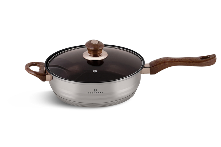 Набор посуды Edenberg 12 предметов из нержавеющей стали с коричневыми ручками (EB-1143) - фото 7 Набор посуды Edenberg 12 предметов из нержавеющей стали с коричневыми ручками (EB-1143) - фото 7