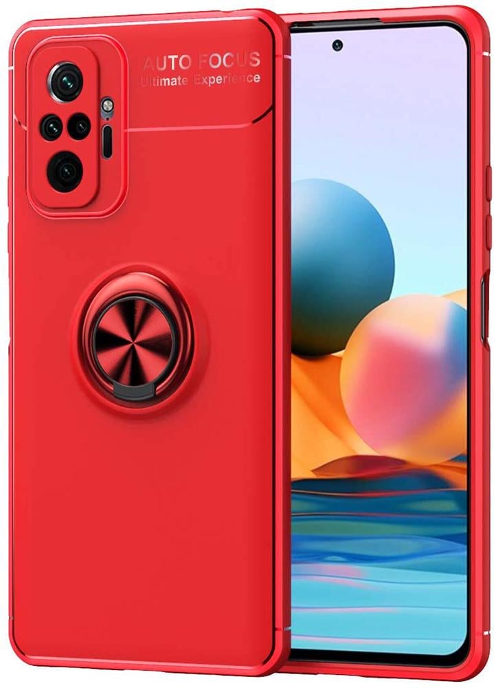 Чехол с кольцом Auto Focus для Redmi Note 10 Pro Red (20986-2D)