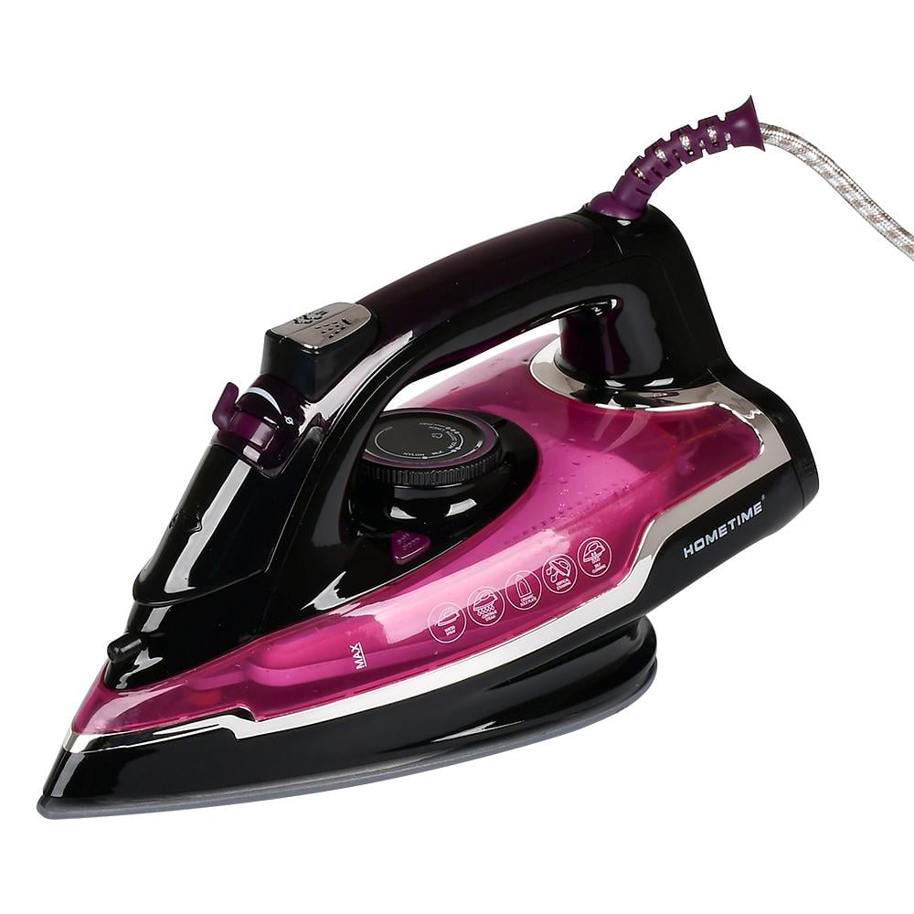 Утюг паровой Hometime R98026 2300 Вт керамическая подошва 320 мл 31,5×13×17,5 см Черный/Розовый (632909)