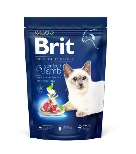 Корм сухий для стерилізованих кішок Brit Premium Cat by Nature Sterilised з ягням 1,5 кг (171863)