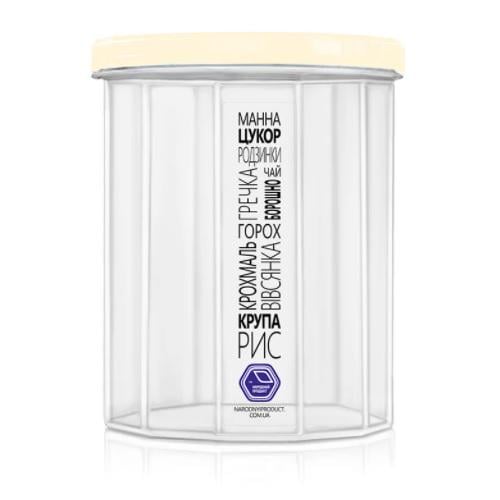 Контейнер харчовий Stenson з різьбленням 1 л d 11х13,5 см Кремовий (NP-83к)