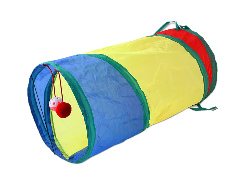 Ігровий тунель для котів складаний з м'ячиками 25х50 см Різнокольоровий (29468550)