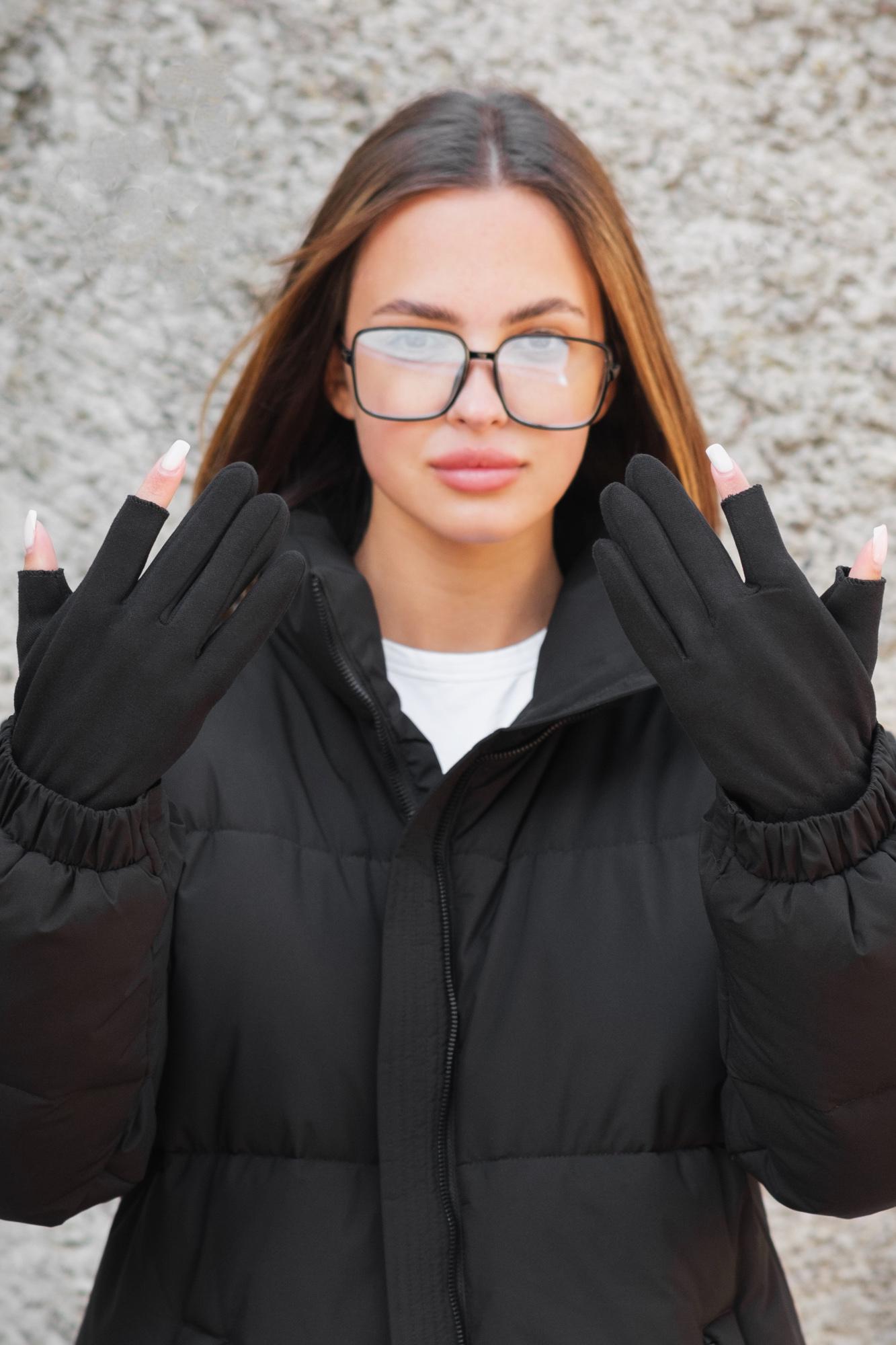 Рукавички зимові без пальців Without Double 1-4А теплі сенсорні woman Чорний (8049399)