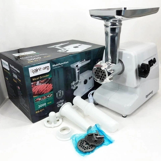Мясорубка Rainberg RB-671 2200 Вт с реверсом и насадками (PH00758)