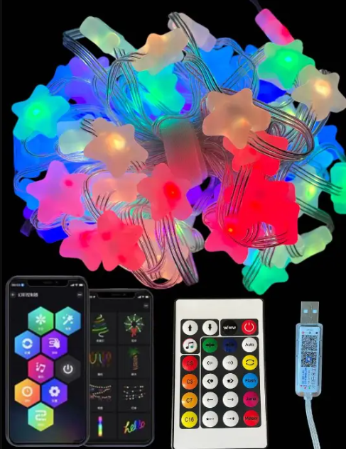 Гирлянда умная светодиодная Звездочки USB музыкальная 33LED 5 м Multi (99296342) - фото 4