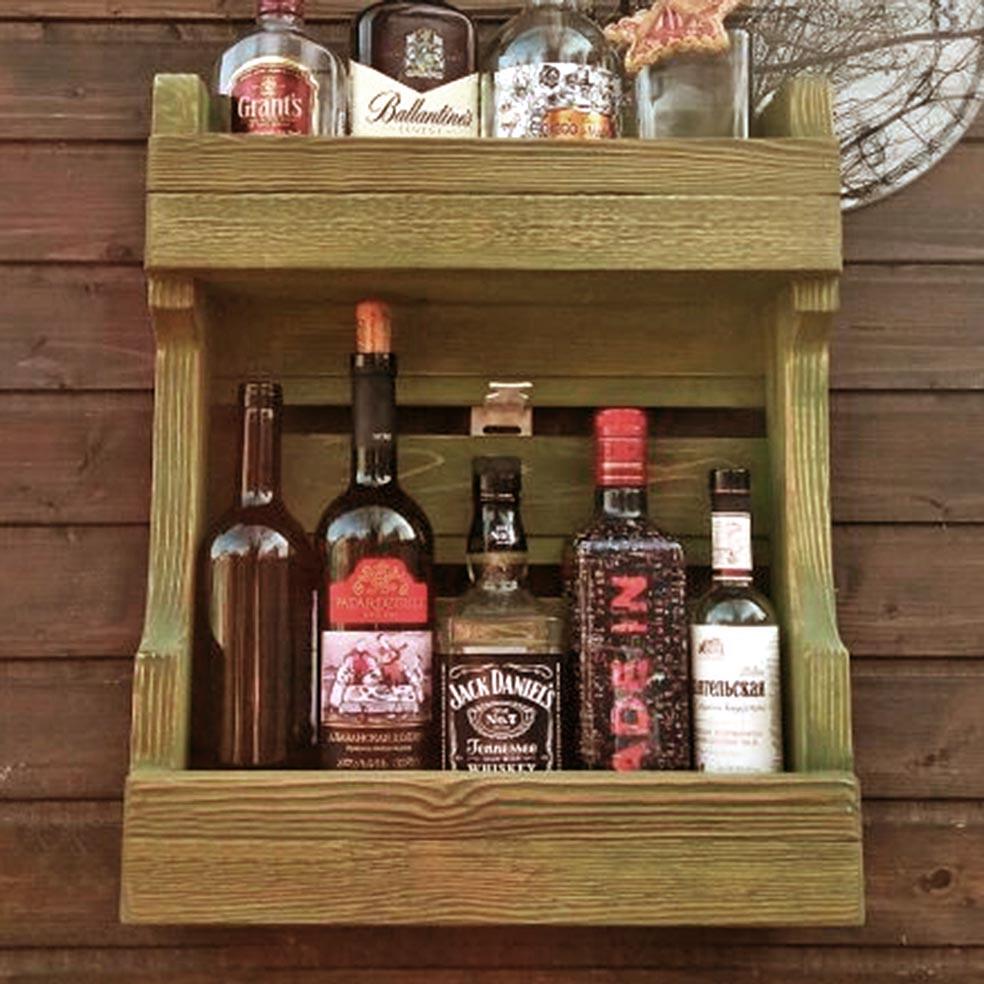 Полка для вина настенная из дерева Такада Палисандр (ПНК-017802)