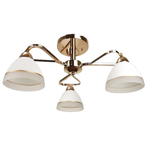 Люстра Svet с тремя плафонами с окантовкой под лампы Е27 Бело-золотой (SH-8091/3 FG)