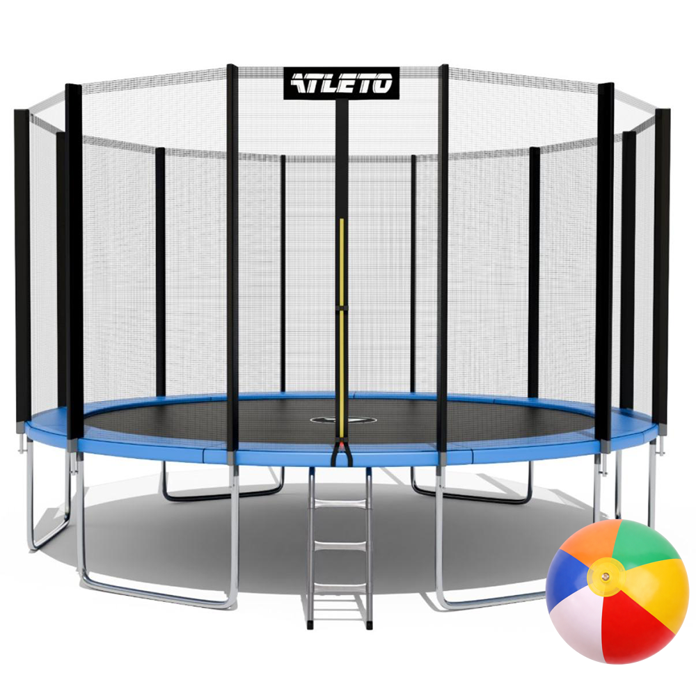 Батут детский с сеткой/лестницей 490 см Синий (5107)