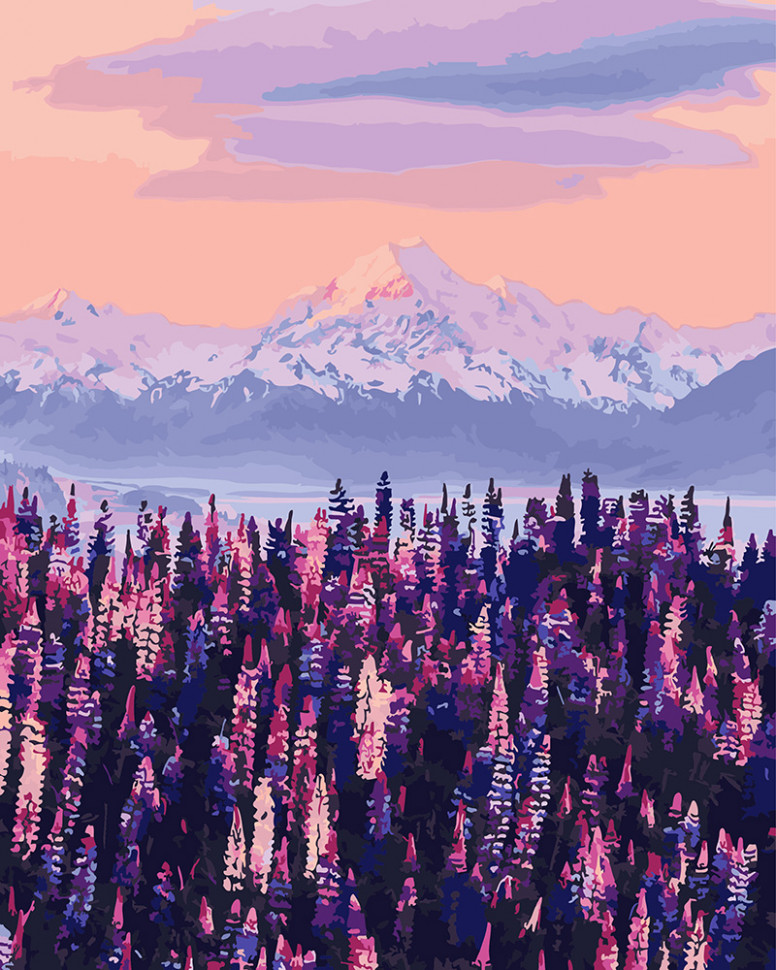 Картина по номерам Brushme Лавандовый вид на горы Новой Зеландии (GX27967)