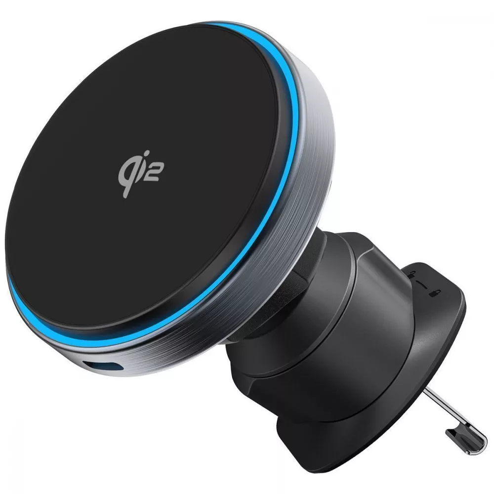 Тримач для телефонів в машину з бездротовою зарядкою Titanium Circle Qi2 15W Сірий (631562) Тримач для телефонів в машину з бездротовою зарядкою Titanium Circle Qi2 15W Сірий (631562)