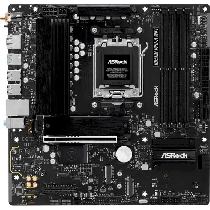 Материнская плата ASRock B850M PRO-A WIFI Micro-ATX sAM5 AMD B850 4xDDR5 3xM.2 4xSATA DP HDMI 2.5GbE Black (31330673)