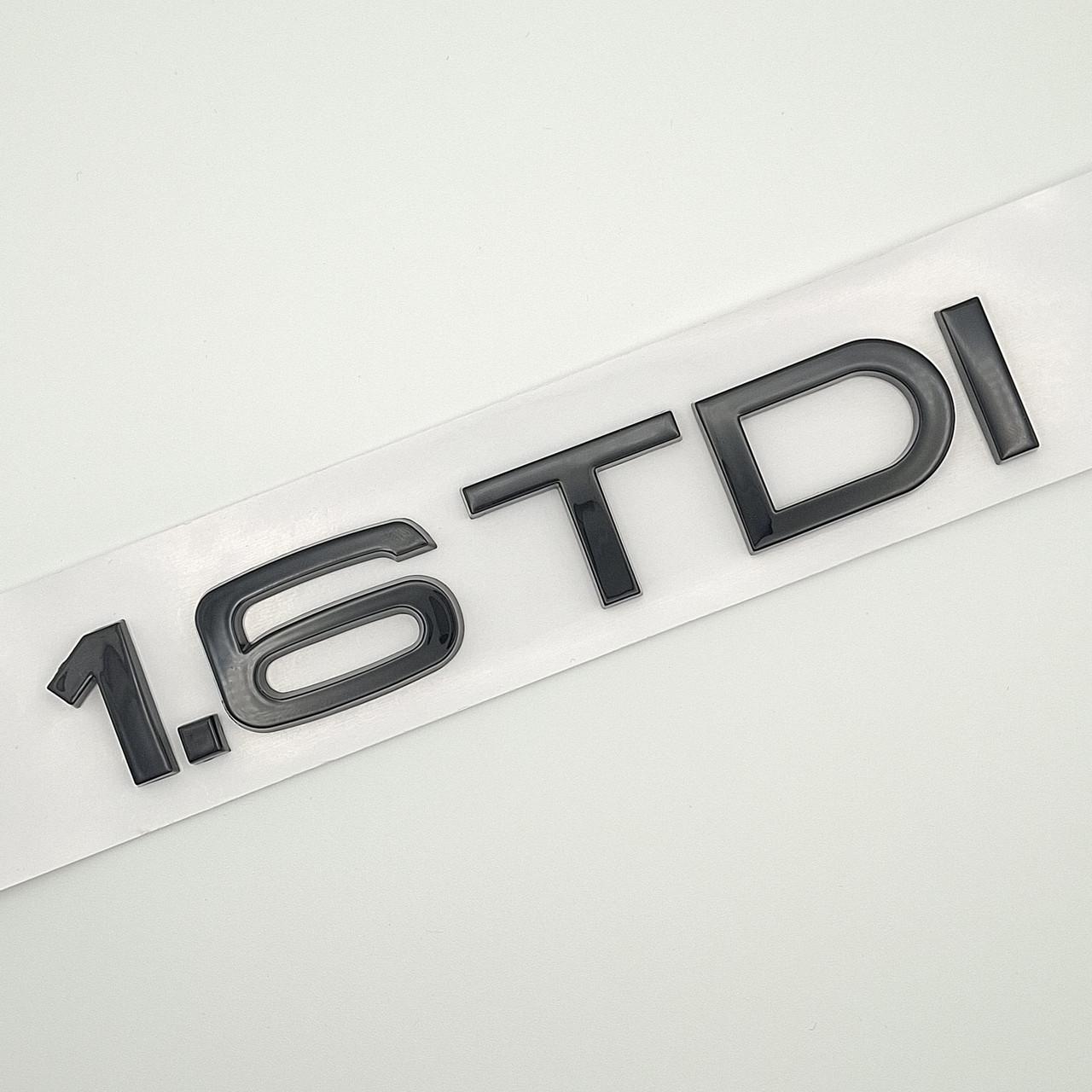 Емблема напис 1,6 TDI Audi ABS 14х2,3 см Чорний глянцевий (2660380746)