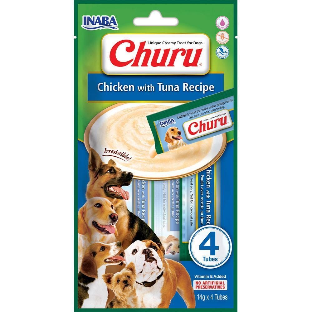 Ласощі для собак INABA Churu Вершковий мус у стиках з куркою та тунцем 4 шт. 14 г (1924330279)