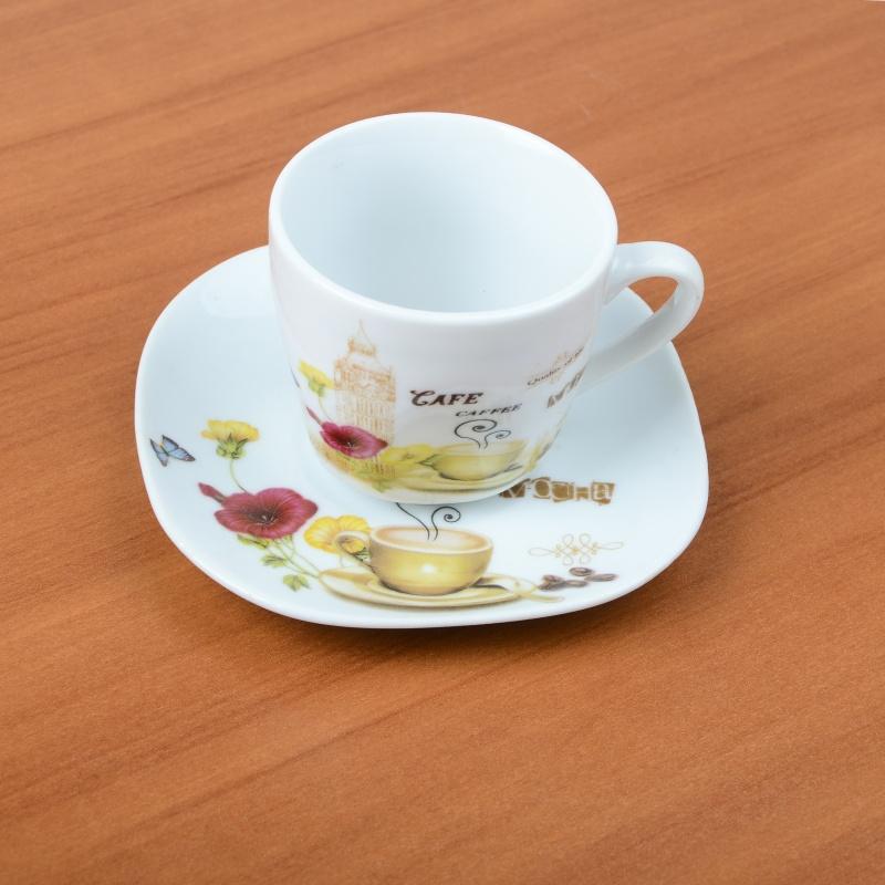 Набір кавових чашок з блюдцями Lora NP87 6х6 120мл - фото 2 Набір кавових чашок з блюдцями Lora NP87 6х6 120мл - фото 2