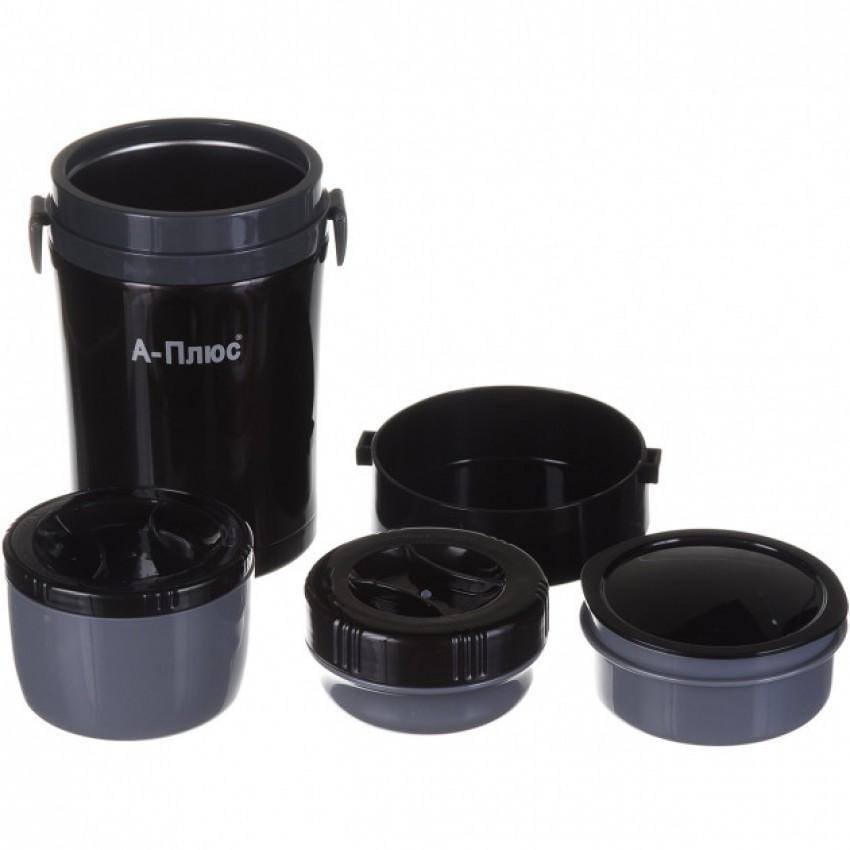 Термос пищевой A-PLUS 1669 с контейнерами из нержавеющей стали 1 л Black (1580100054) - фото 6 Термос пищевой A-PLUS 1669 с контейнерами из нержавеющей стали 1 л Black (1580100054) - фото 6