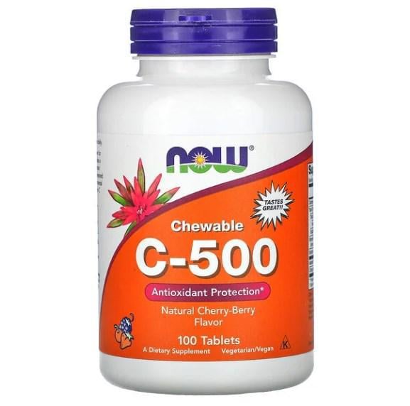 Вітамін С-500 мг Now Vitamin C-1000 100 жувальних таблеток - фото 1