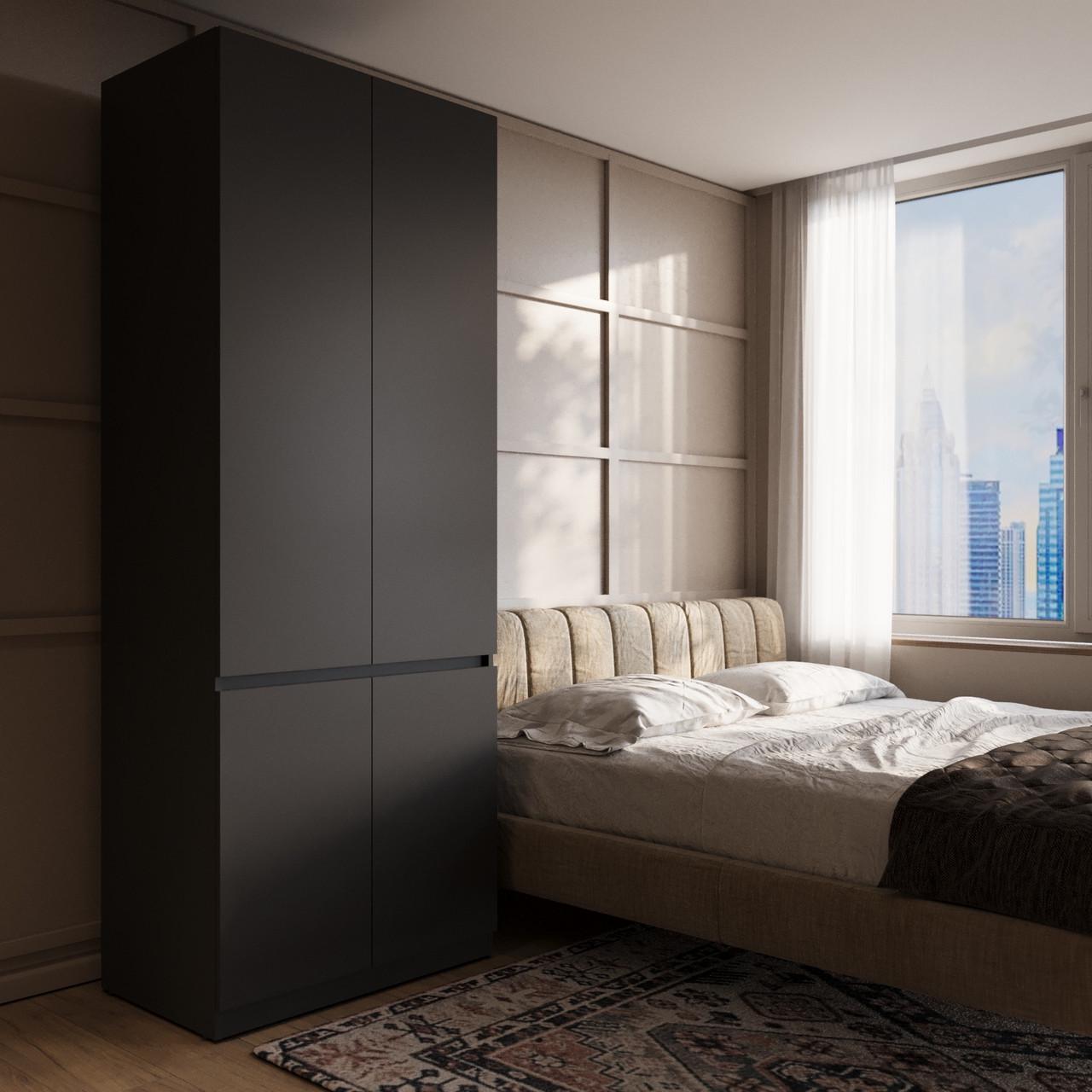 Шкаф MEBEX на 2 полки и держателем для одежды 80х50х210 см Серый темный (VX2S800DG)