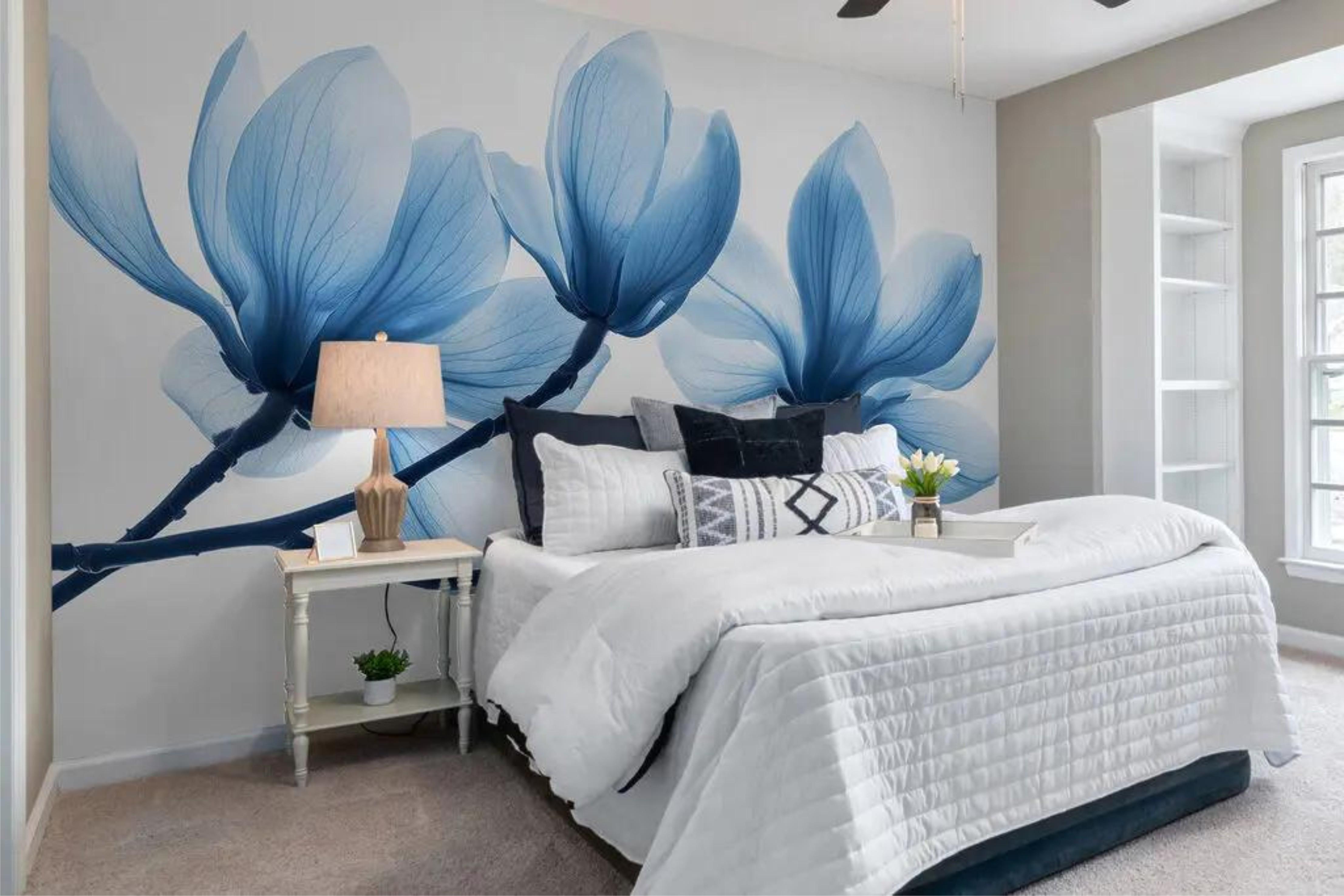 Фотообои Нежные лепестки Голубой (000144)