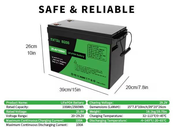 Аккумулятор для ИБП DATOU BOSS LifePo4 100 Ah 24V 2560Wh BMS (AKBS01) - фото 2