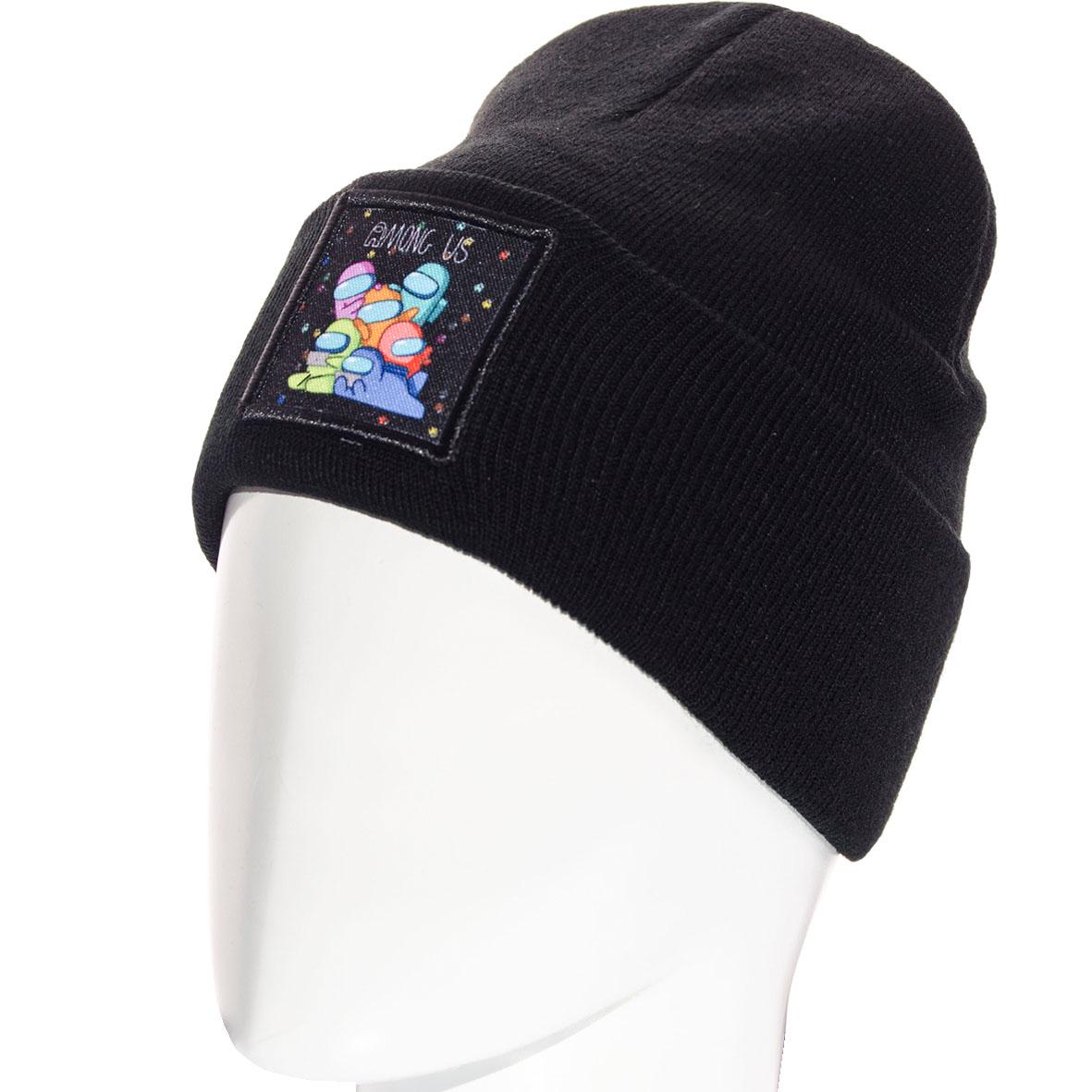 Шапка дитяча Sofi LD21205 подвійна з відворотом гладкого в'язання S р. 53-54 Чорний