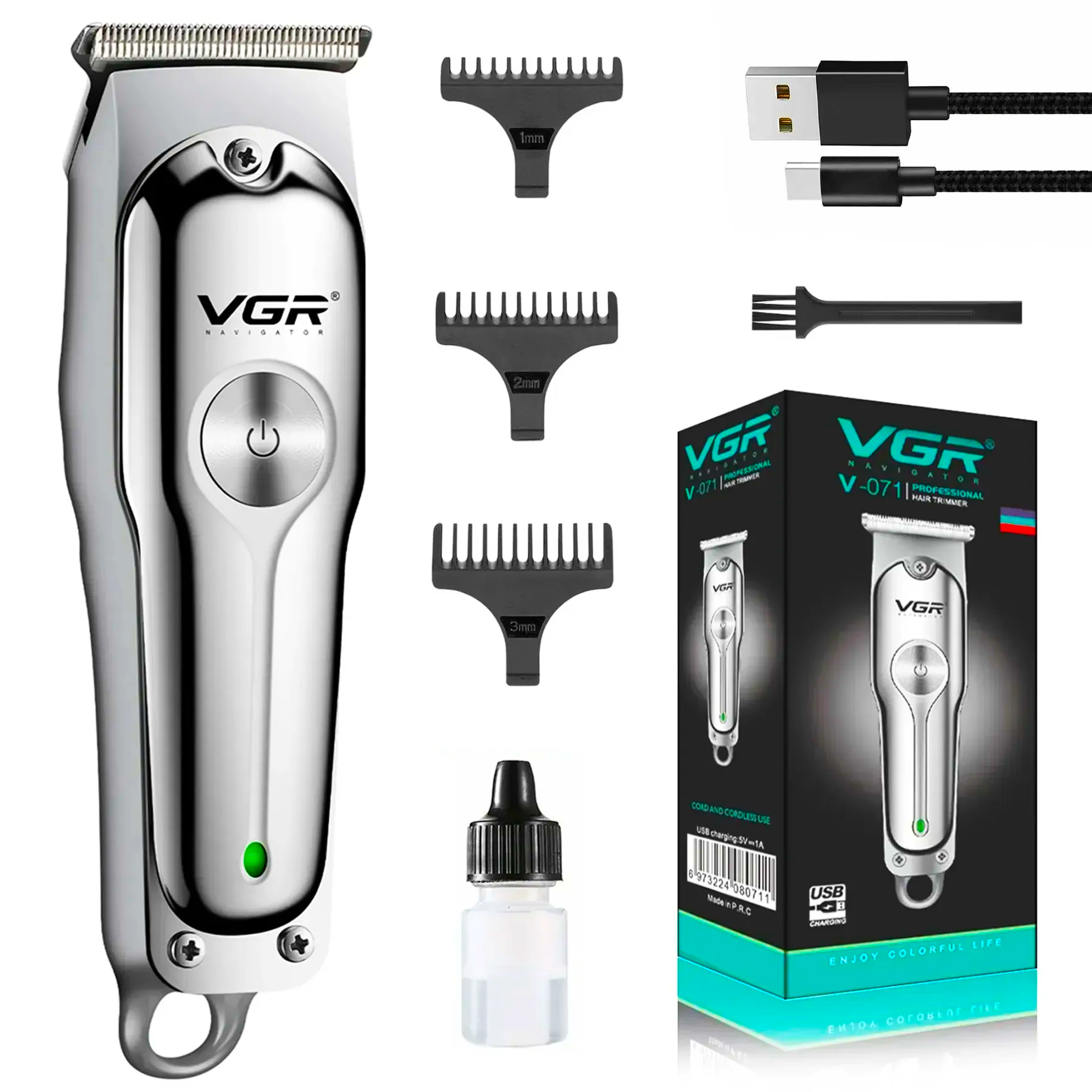 Машинка для стрижки волосся VGR V-071 USB акумуляторна (25590901)