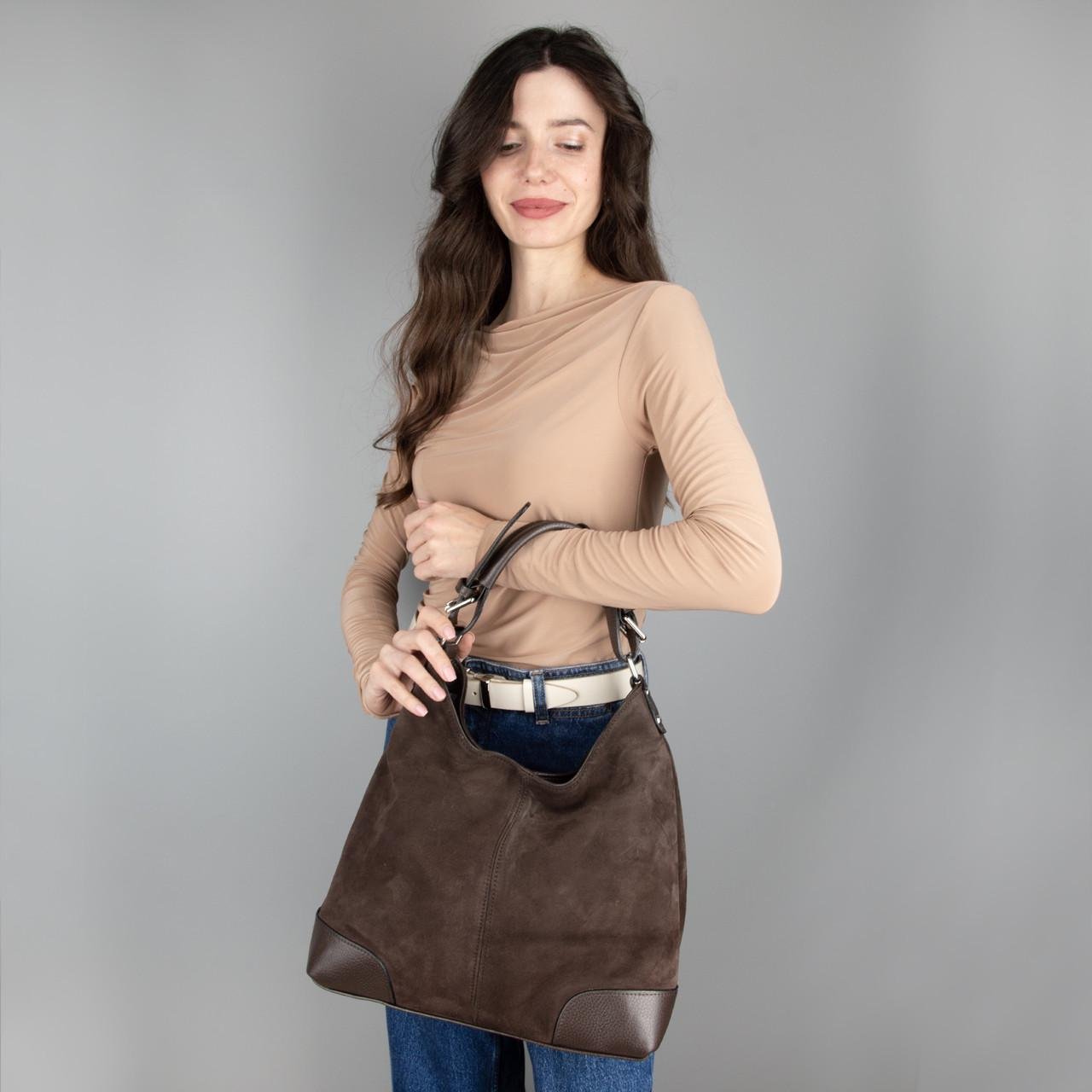 Сумка-шопер жіноча Virginia Conti 03735 замшева Шоколадний (2736661867) - фото 2