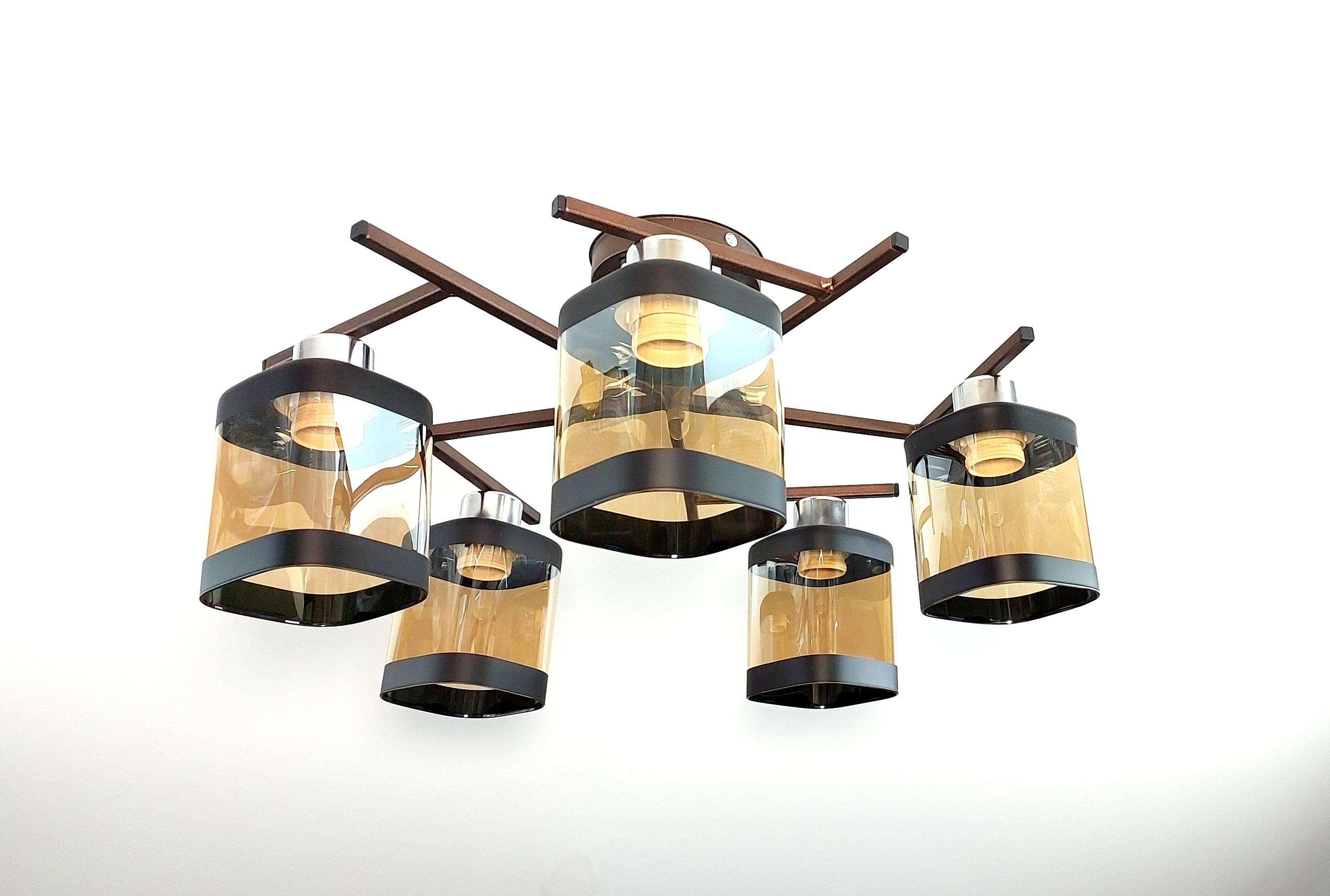 Люстра потолочная Лофт 3282/5 на 5 плафонов металлическая Коричневый - фото 2 Люстра потолочная Лофт 3282/5 на 5 плафонов металлическая Коричневый - фото 2