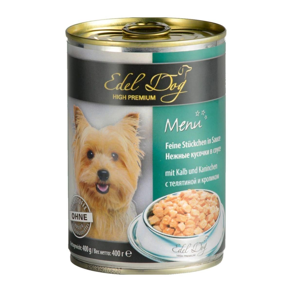 Влажный корм для собак Edel Dog 400 г телятина и кролик в соусе
