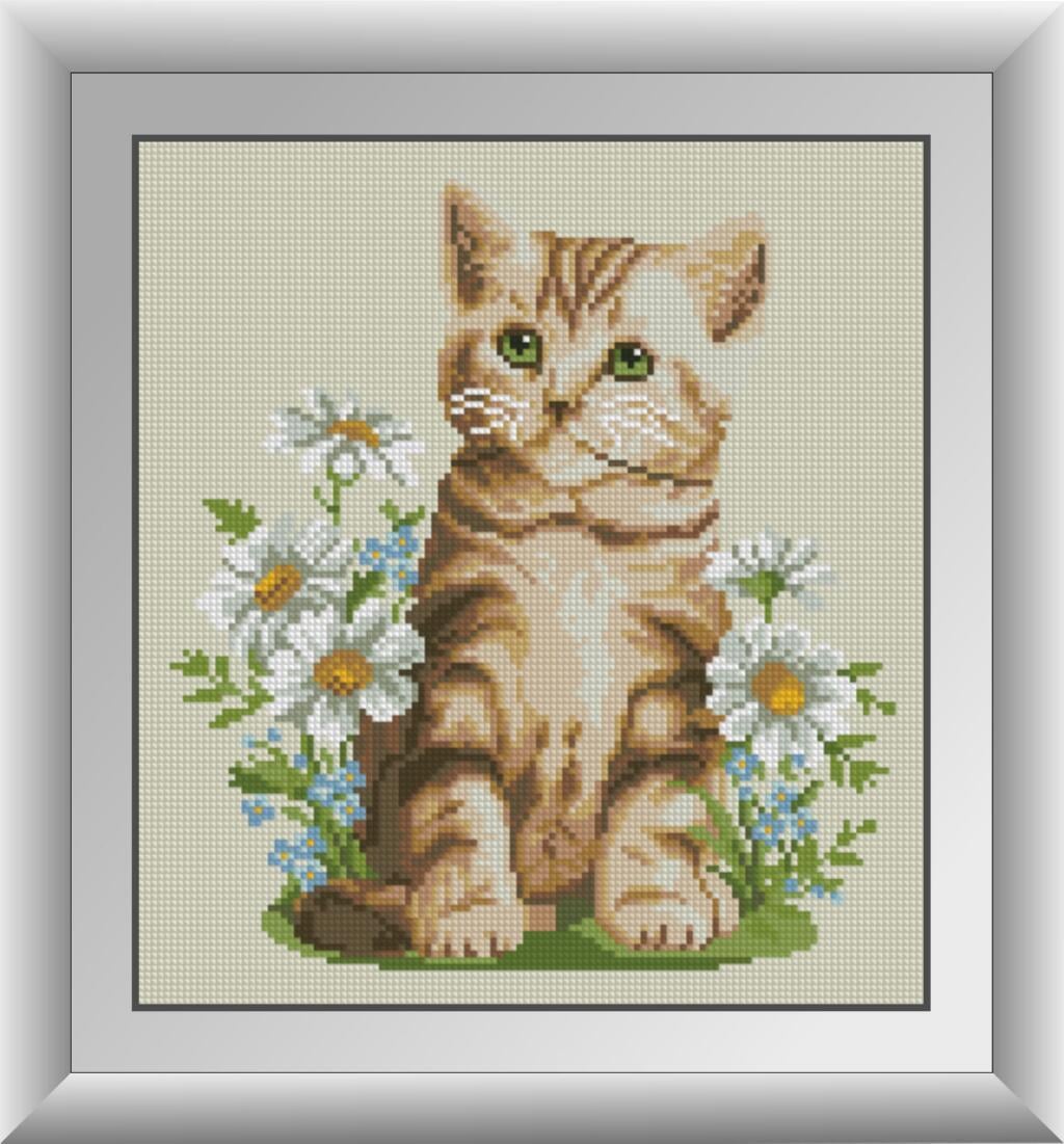 Алмазная мозаика Dream Art Котенок в ромашках 30x33 см (DA.30210)
