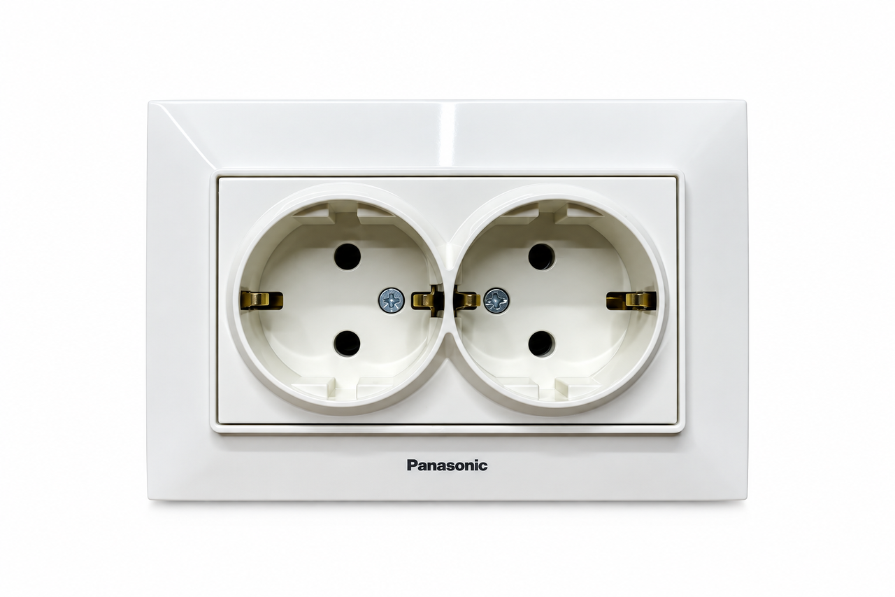 Розетка 2-я с заземлением Panasonic Arkedia Slim Кремовый
