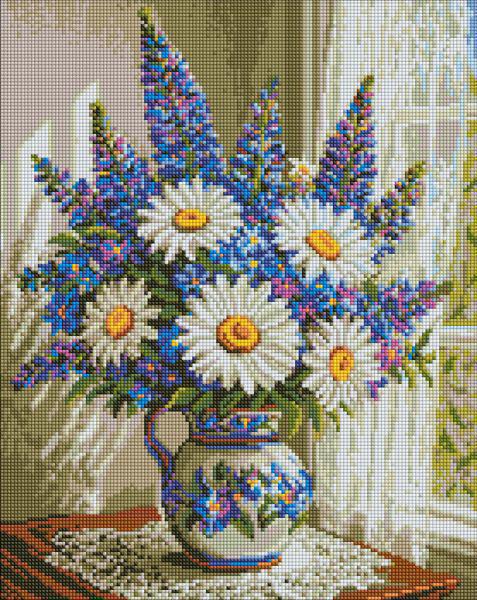 Алмазная мозаика Ideyka Ромашки и люпины 40х50 см (AMO20484)