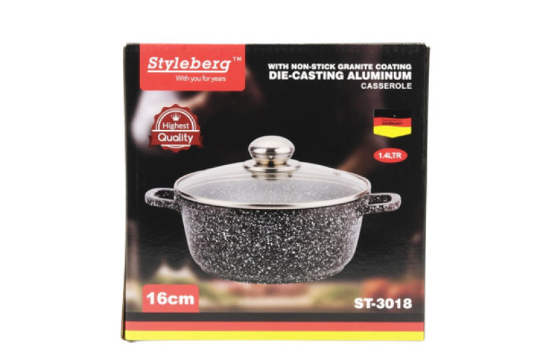 Каструля гранітна Styleberg з кришкою 1,4 л (ST-3018) - фото 3 Каструля гранітна Styleberg з кришкою 1,4 л (ST-3018) - фото 3