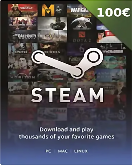 Подарочная карта Steam на 100 евро только для Euro